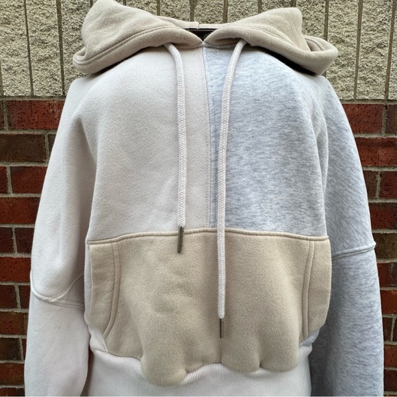Abercrombie & Fitch Soft A&F Collection Colorblock Hoodie Sweater Crop Cozy Sz M - Picture 6 of 11
